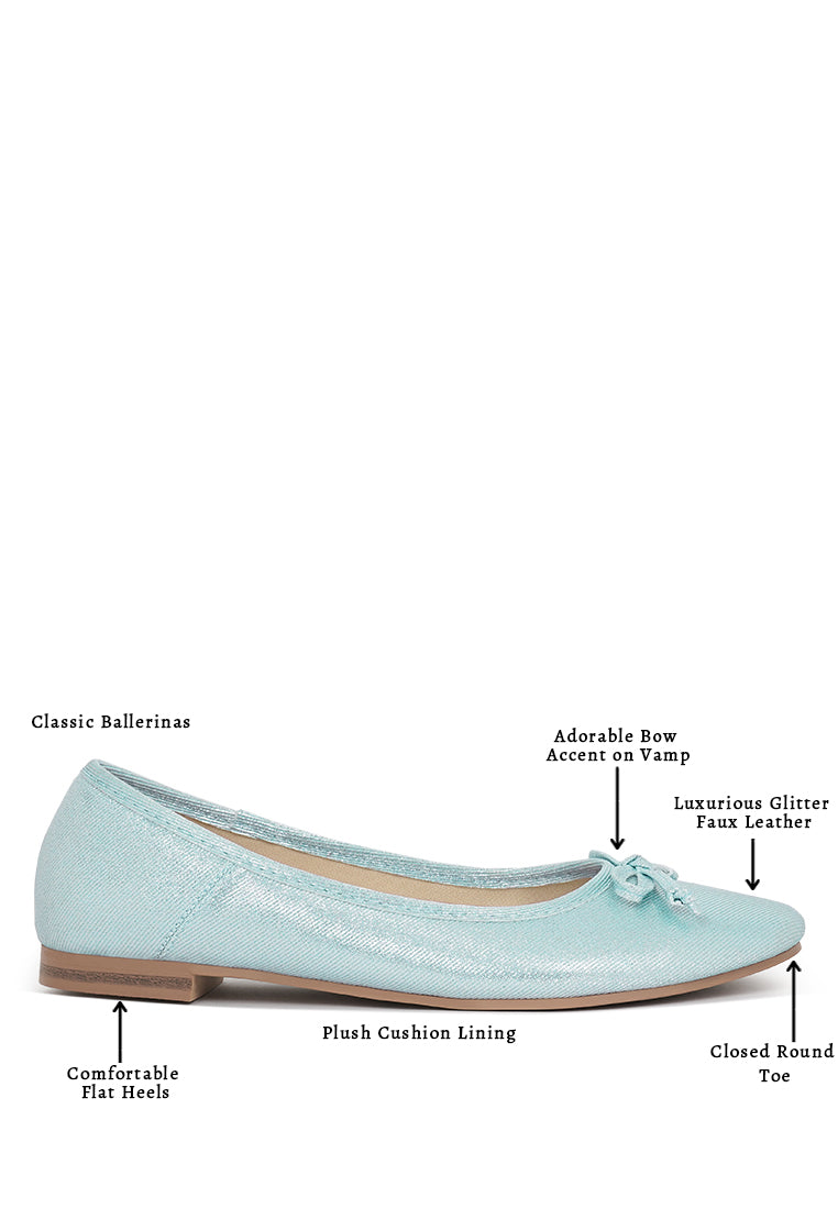 Women Glitter Faux Leather Ballerinas