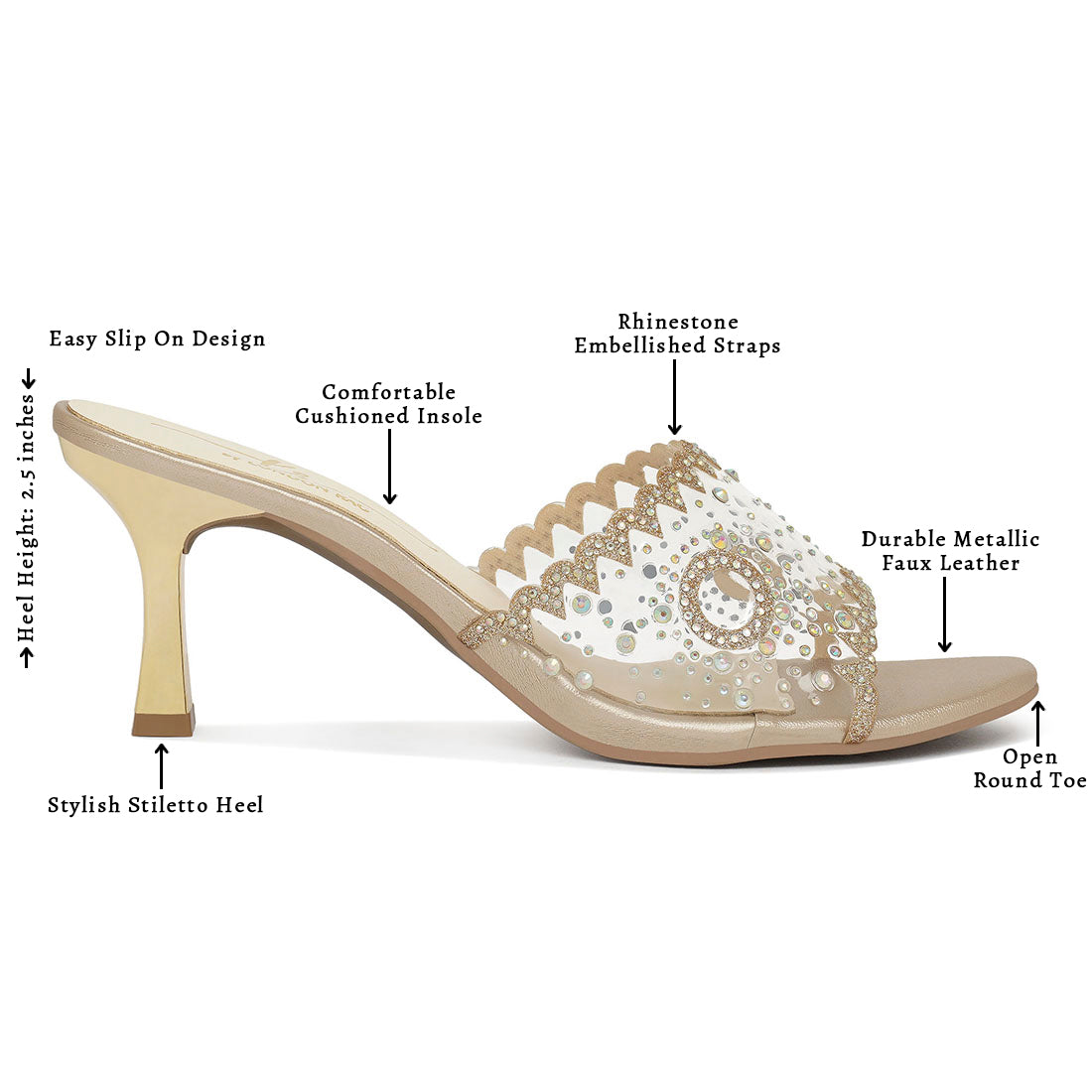 women rhinestones & glitter embellished kitten heels#color_light-gold