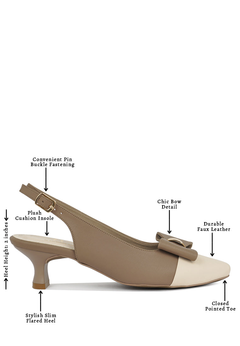 Women Flared Heel Bow Dress Heels