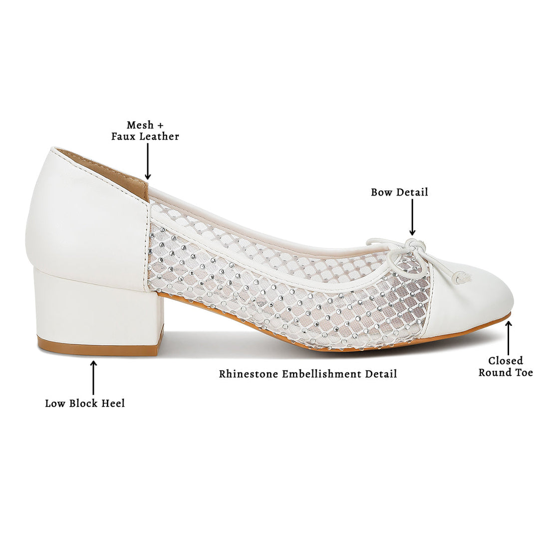 mesh ballerina pumps#color_white