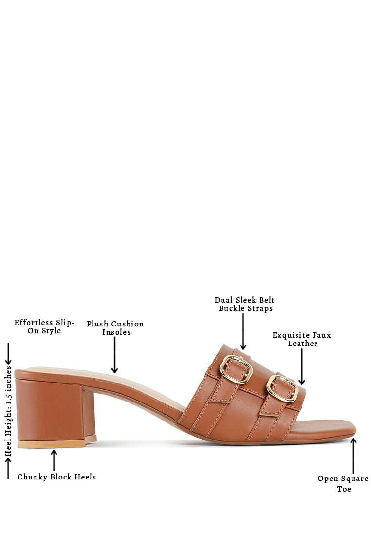 Women Double Buckle Strap Heels