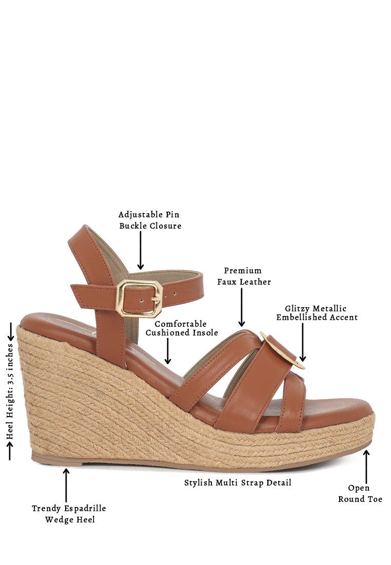 Women Comfortable Pin Buckle Espadrille Wedges