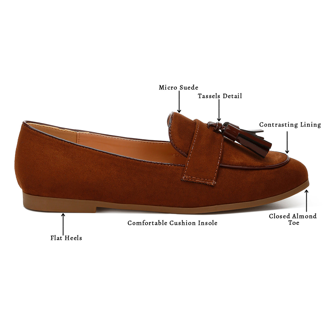 micro suede tassel loafers
#color_brown