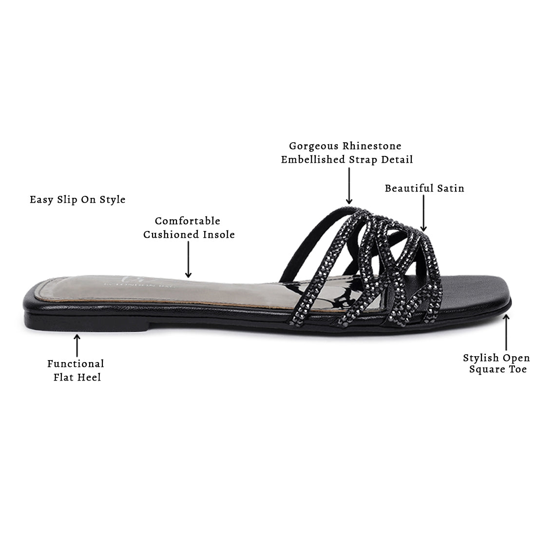 women rhinestone-embellished slip-on flats#color_black