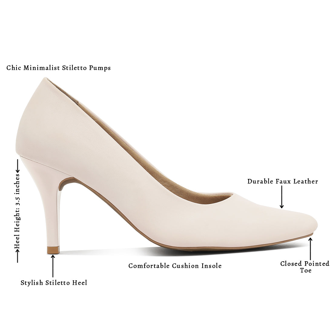 women faux leather stiletto pumps#color_beige