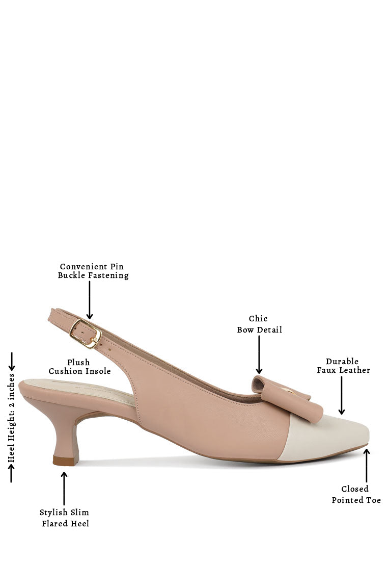 Women Flared Heel Bow Dress Heels