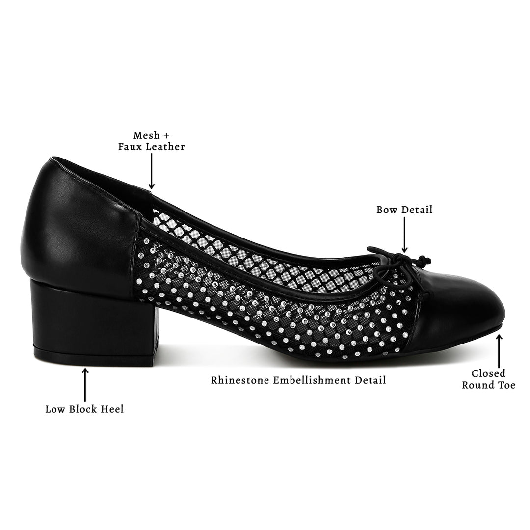 mesh ballerina pumps#color_black