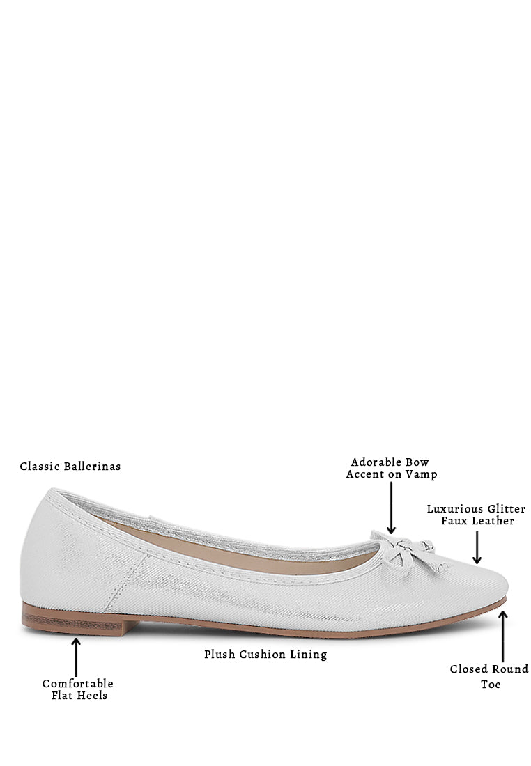 Women Glitter Faux Leather Ballerinas