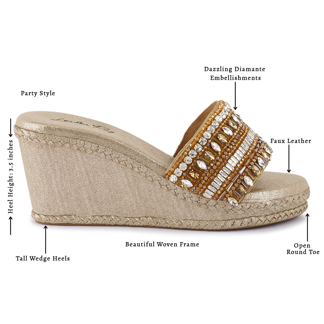 diamante embellished wedge sandals#color_gold