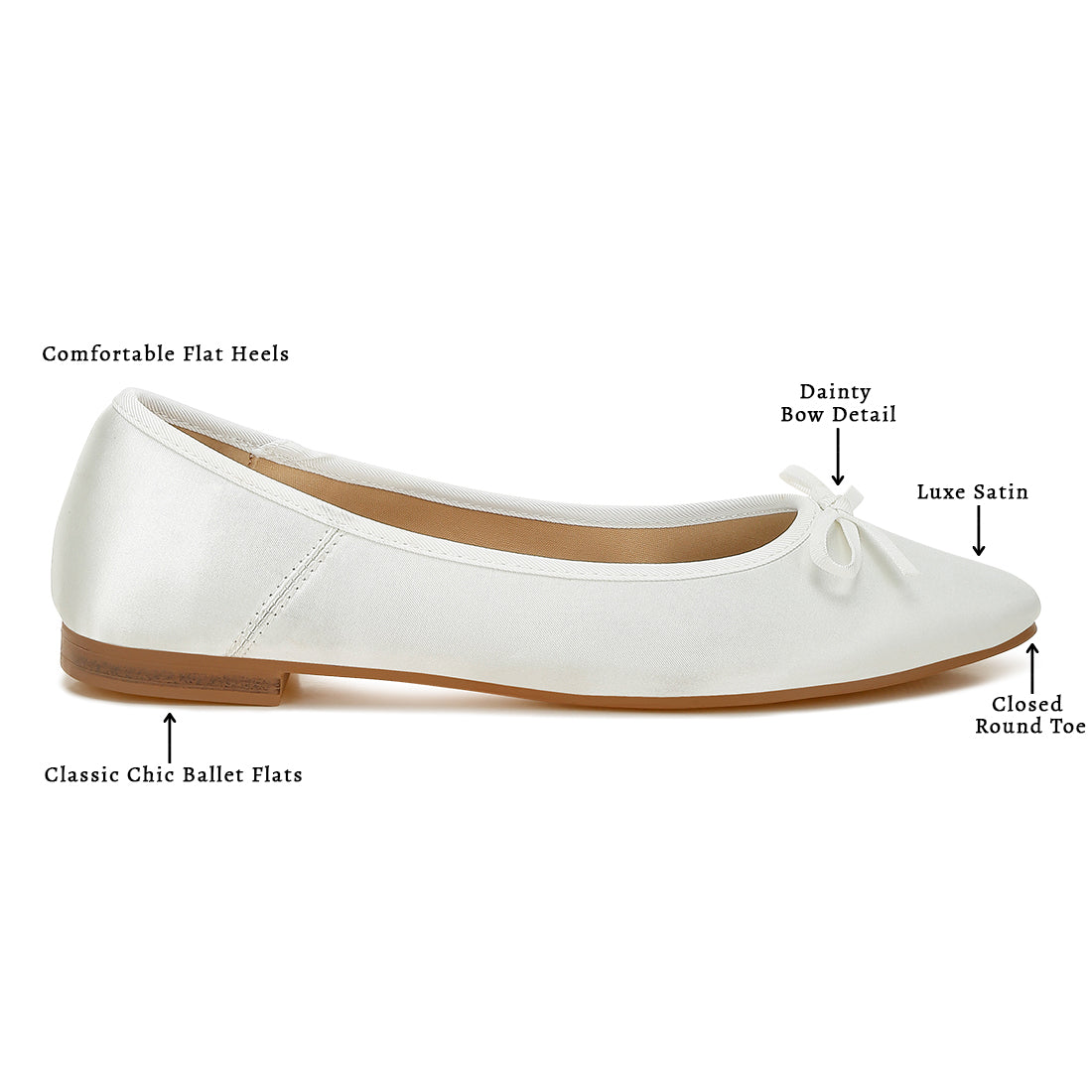 satin bow embellished ballerinas#color_white