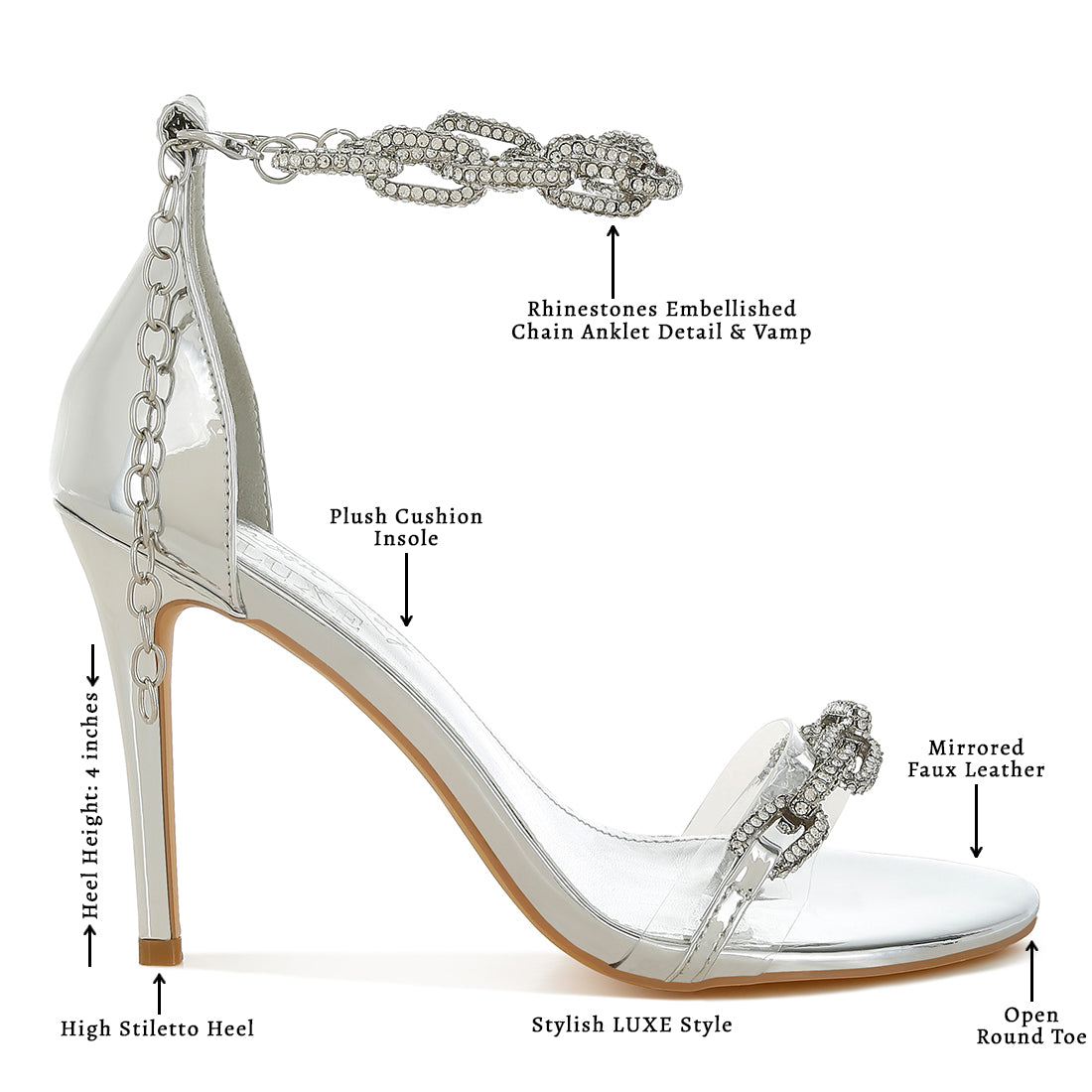 rhinestones chain metallic stiletto sandals#color_silver