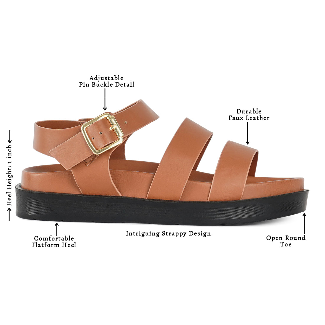 women stylish strappy flatform sandals#color_tan