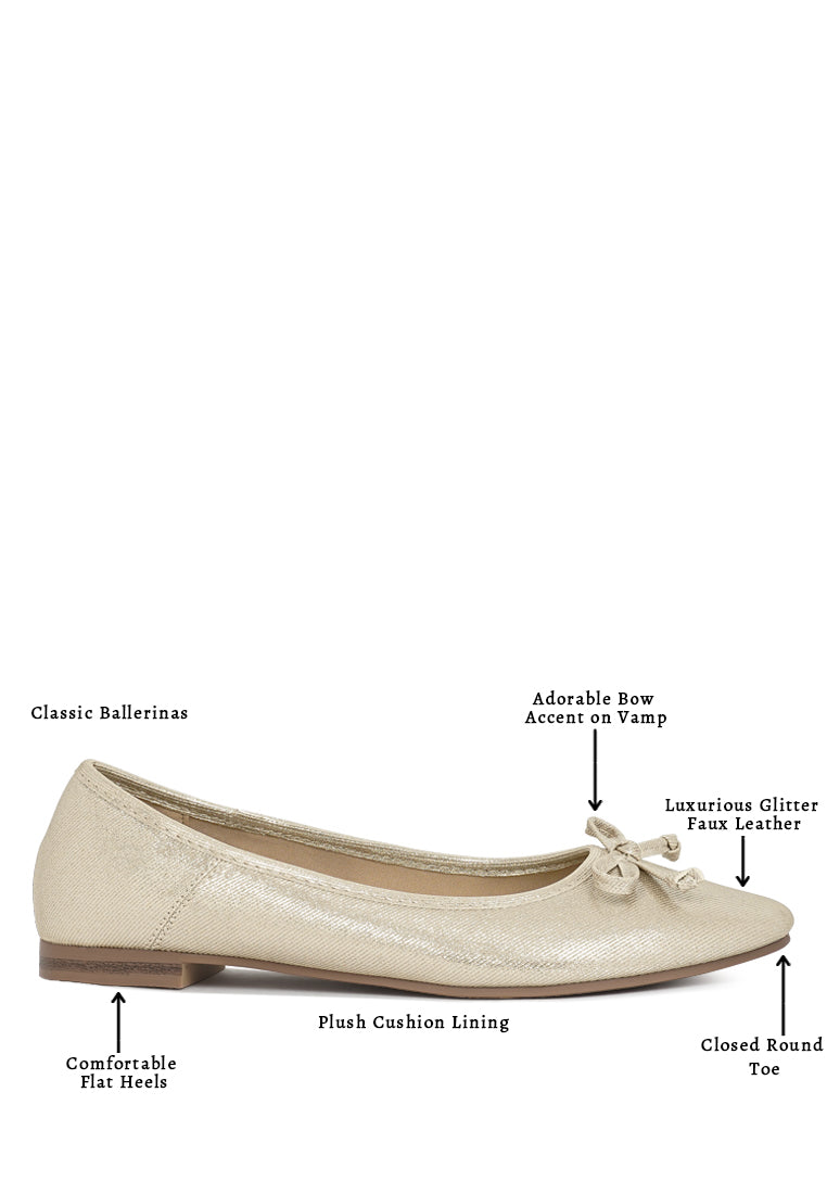 Women Glitter Faux Leather Ballerinas