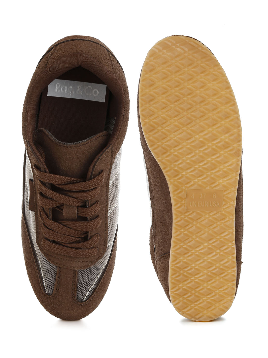microfiber & mesh sneakers#color_brown