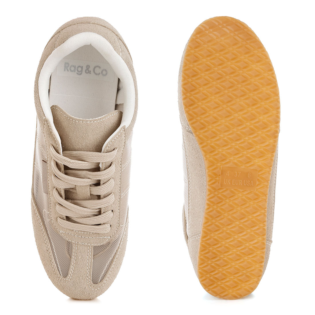 microfiber & mesh sneakers#color_beige