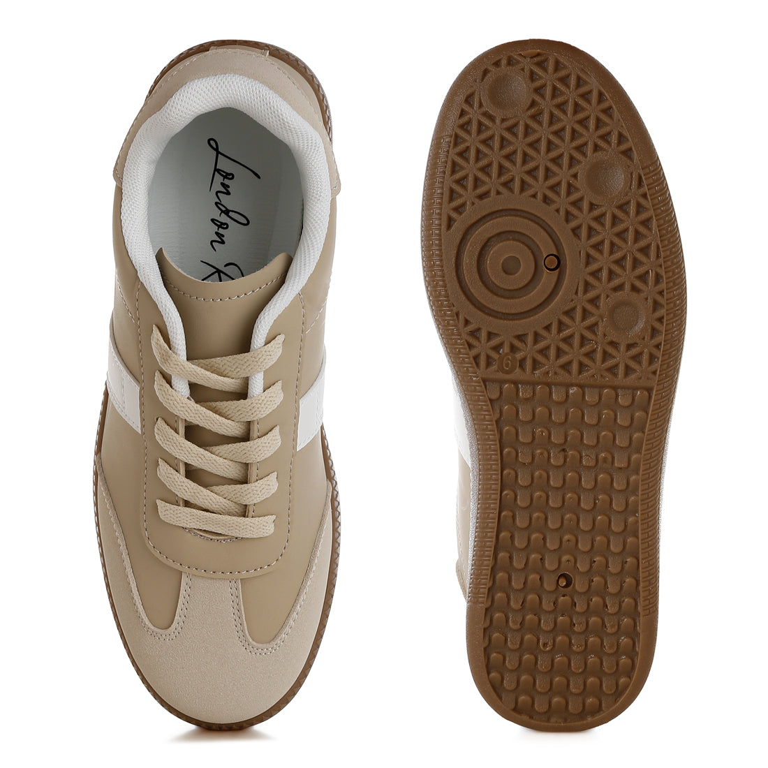 classic lace-up flatform sneaker#color_beige