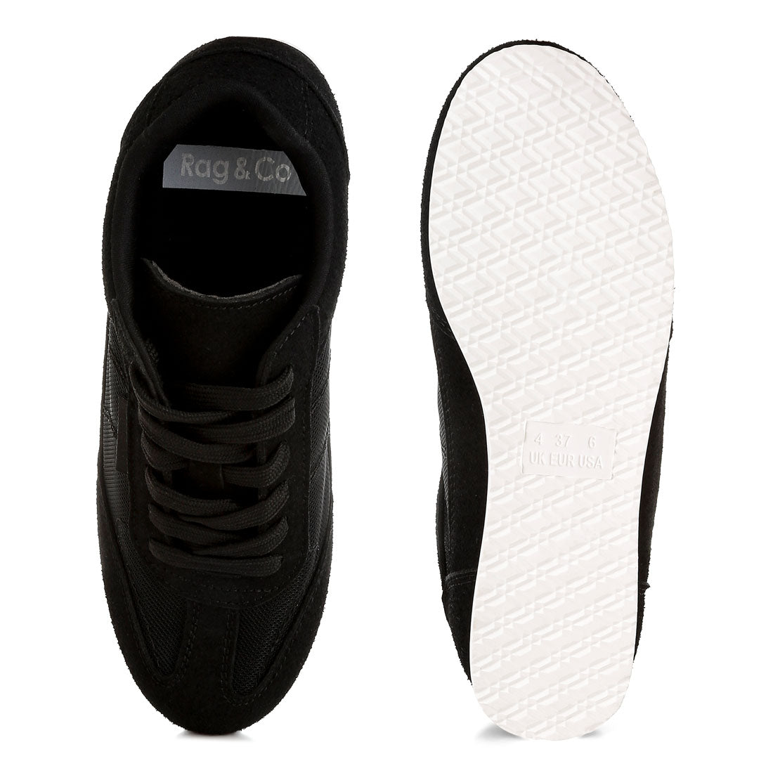 microfiber & mesh sneakers#color_black