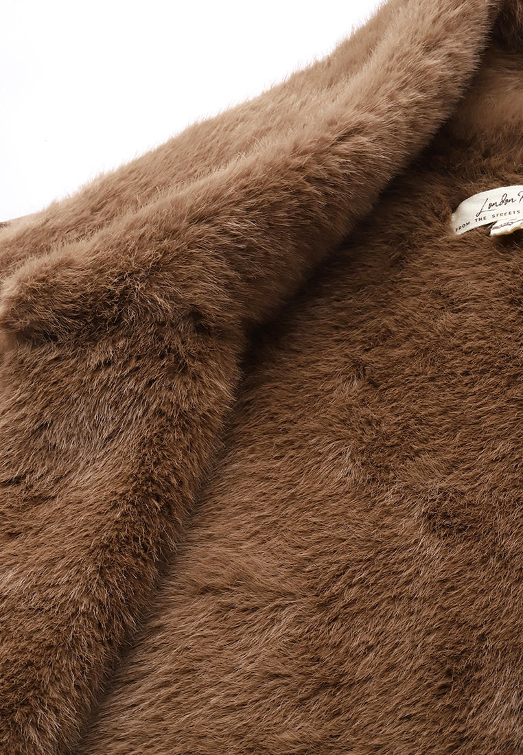 faux fur jacket#color_chocolate