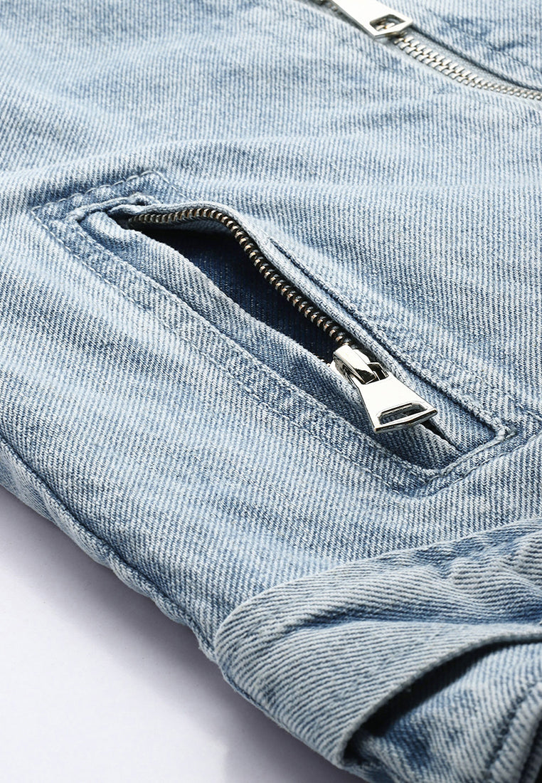 Light Wash Biker Jacket