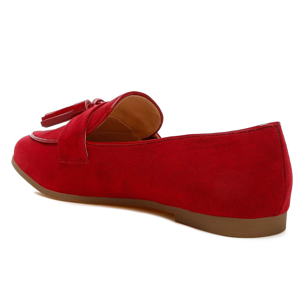 micro suede tassel loafers
#color_red