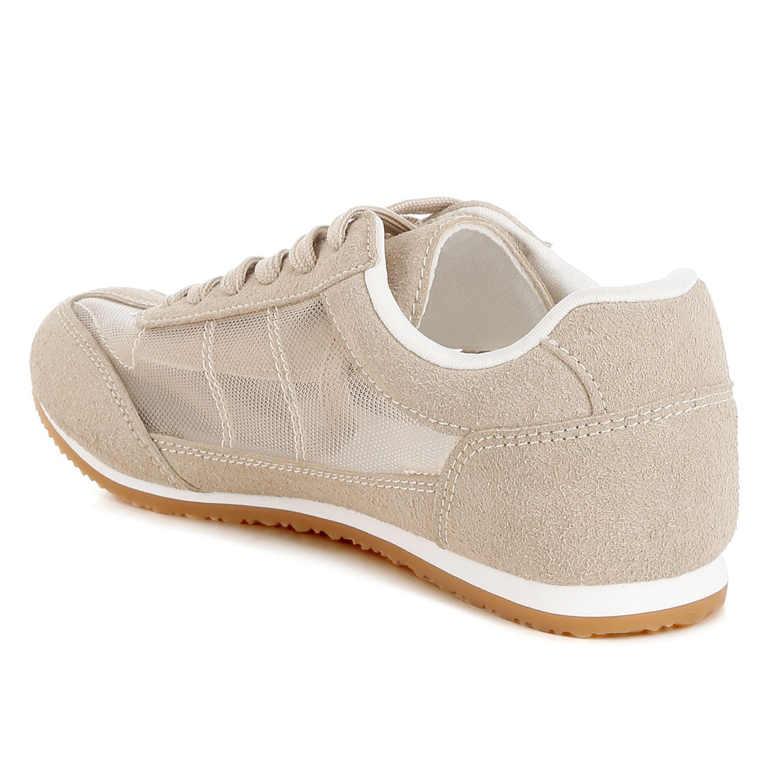 microfiber & mesh sneakers#color_beige