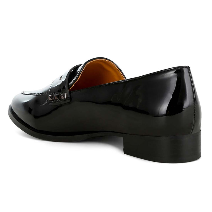 patent pleather penny loafers#color_black