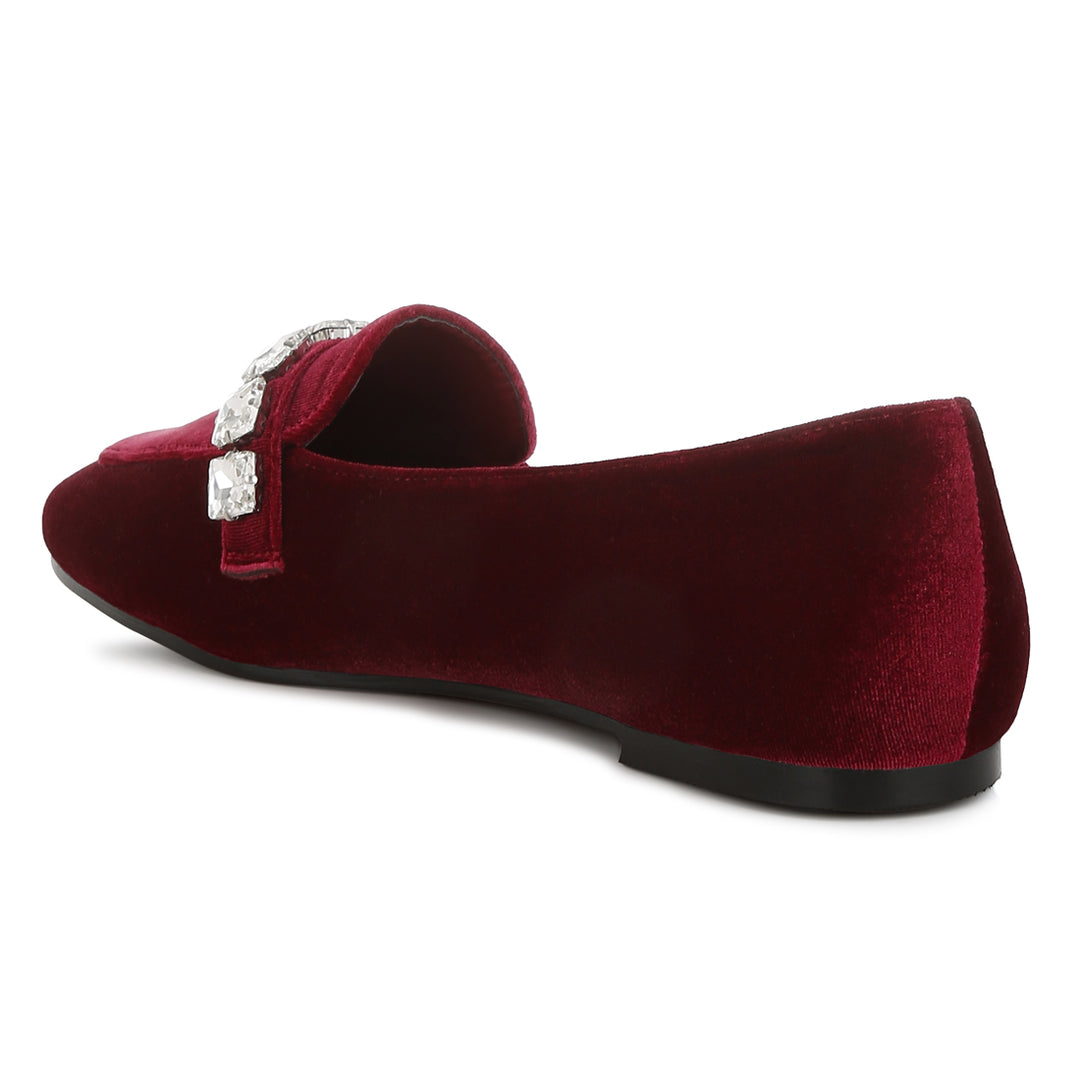 diamante strap velvet loafers
#color_dark-red