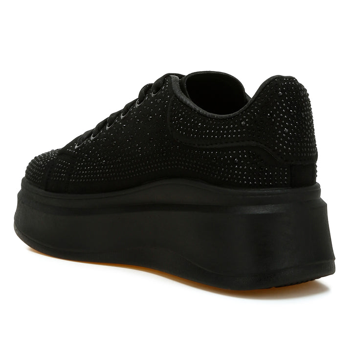 rhinestones embellished chunky sneakers#color_black