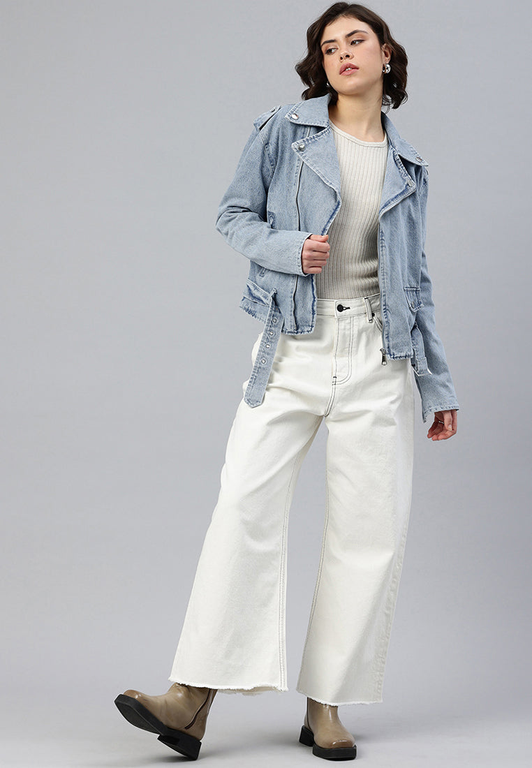 Light Wash Biker Jacket