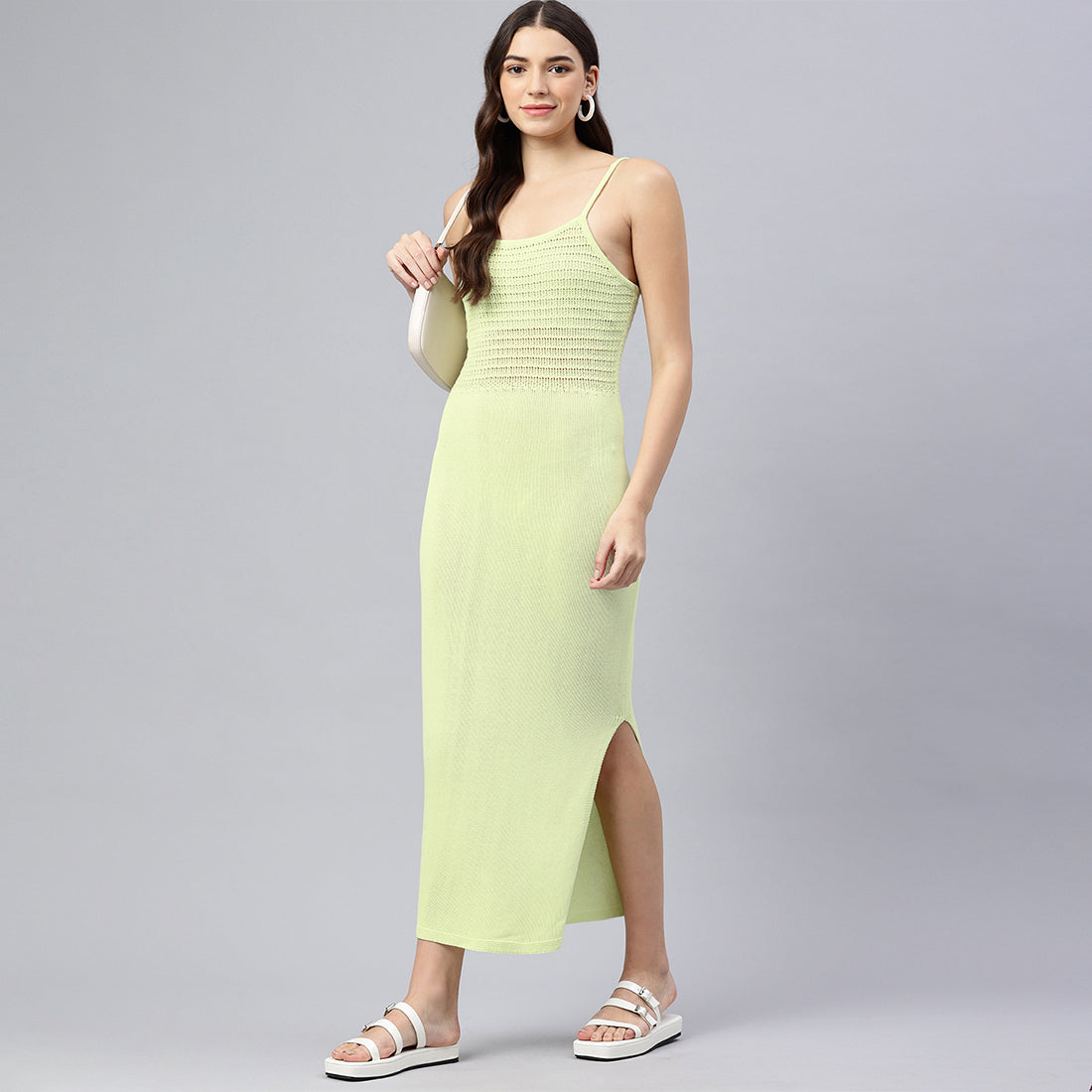 straight side slit dress#color_washed-lime
