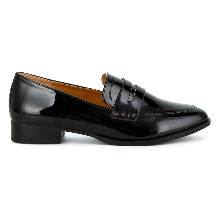 patent pleather penny loafers#color_black