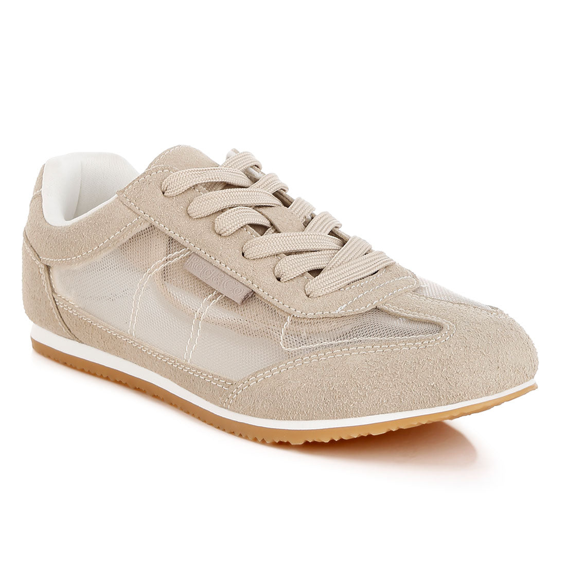 microfiber & mesh sneakers#color_beige