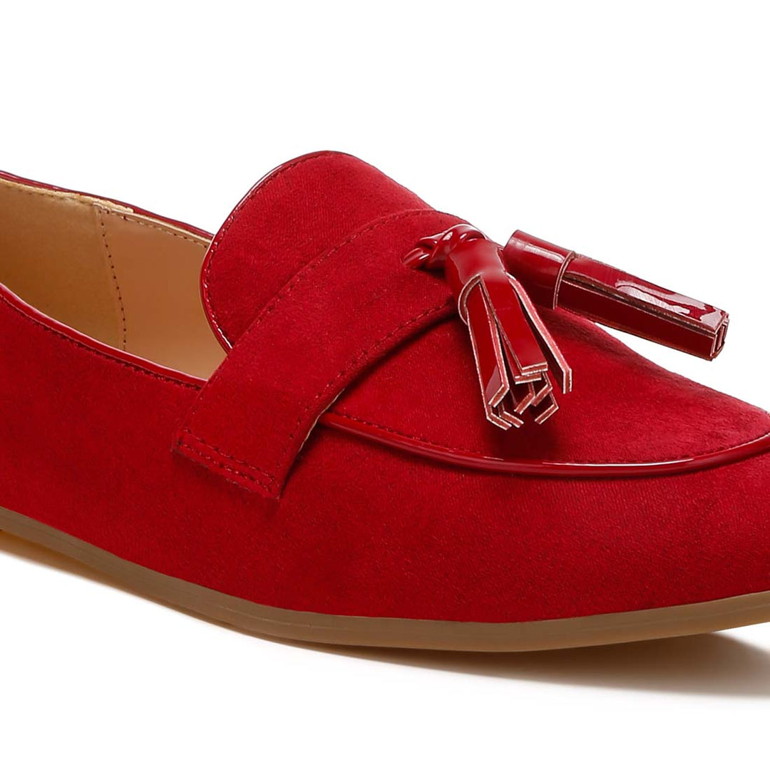 micro suede tassel loafers
#color_red