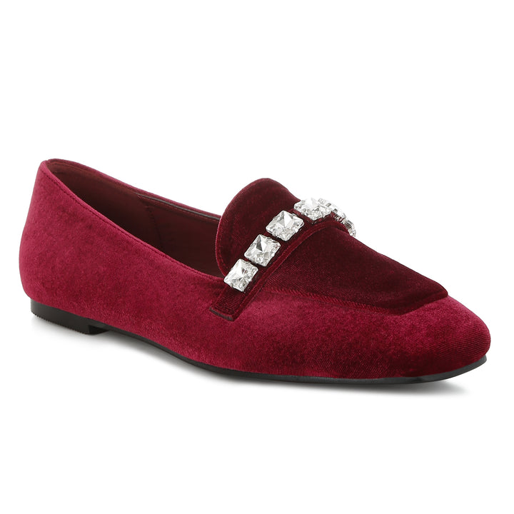 diamante strap velvet loafers
#color_dark-red