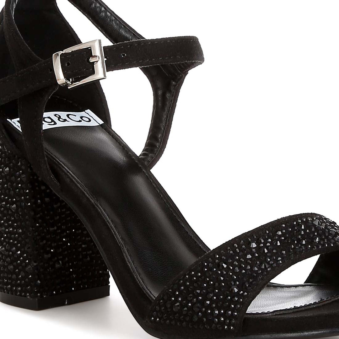 rhinestones embellished sandals#color_black