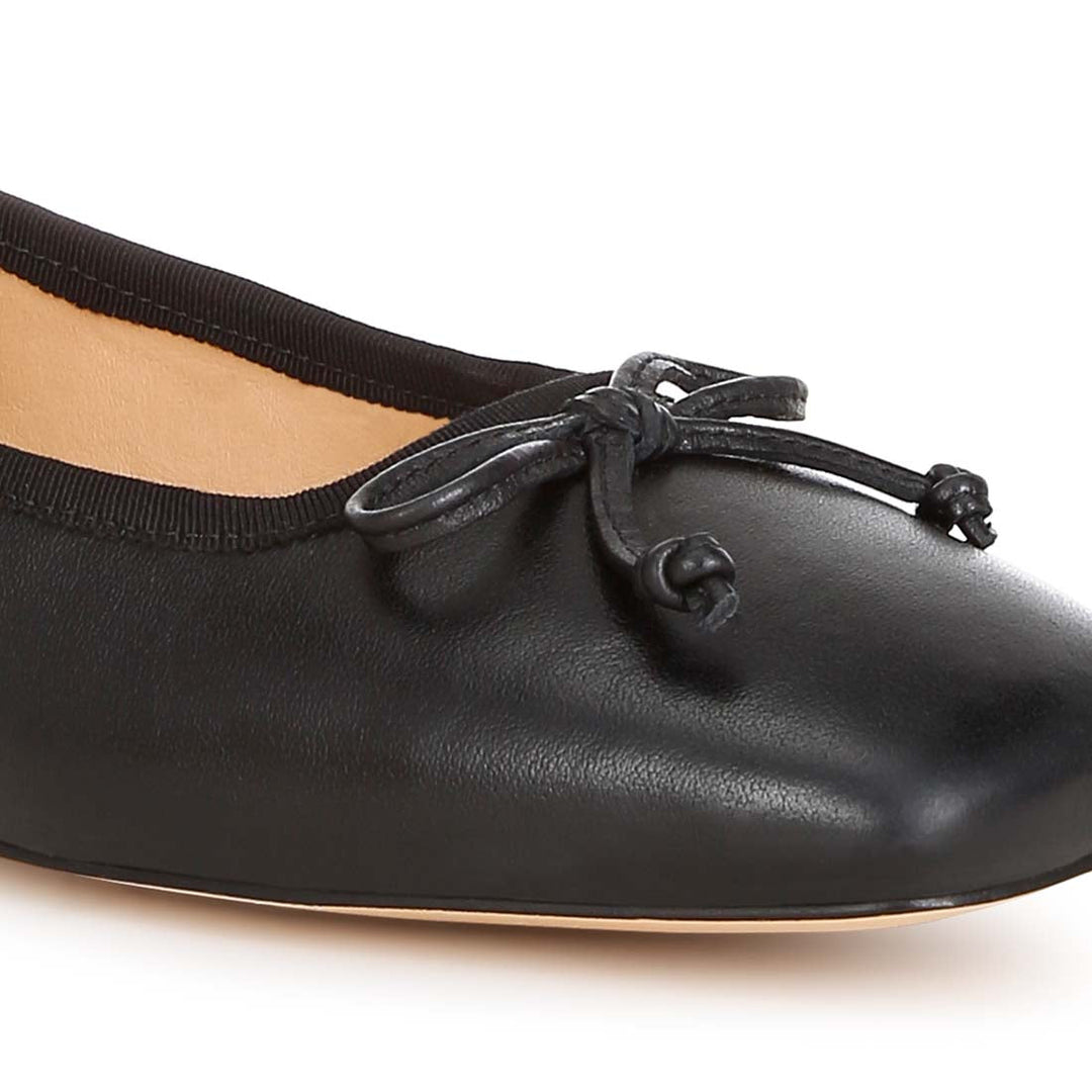 square-toe bow ballerinas#color_black