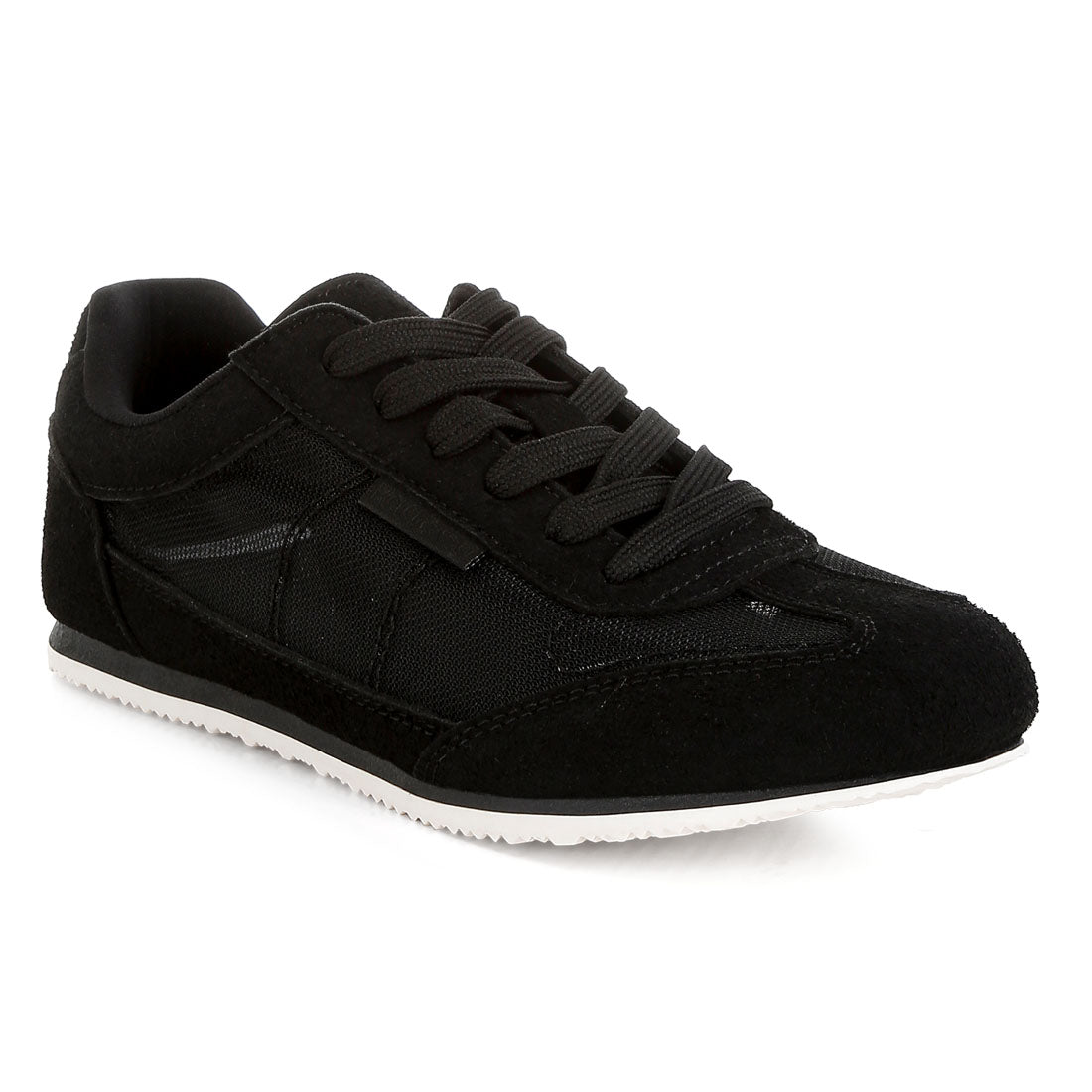 microfiber & mesh sneakers#color_black