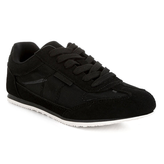 microfiber & mesh sneakers#color_black