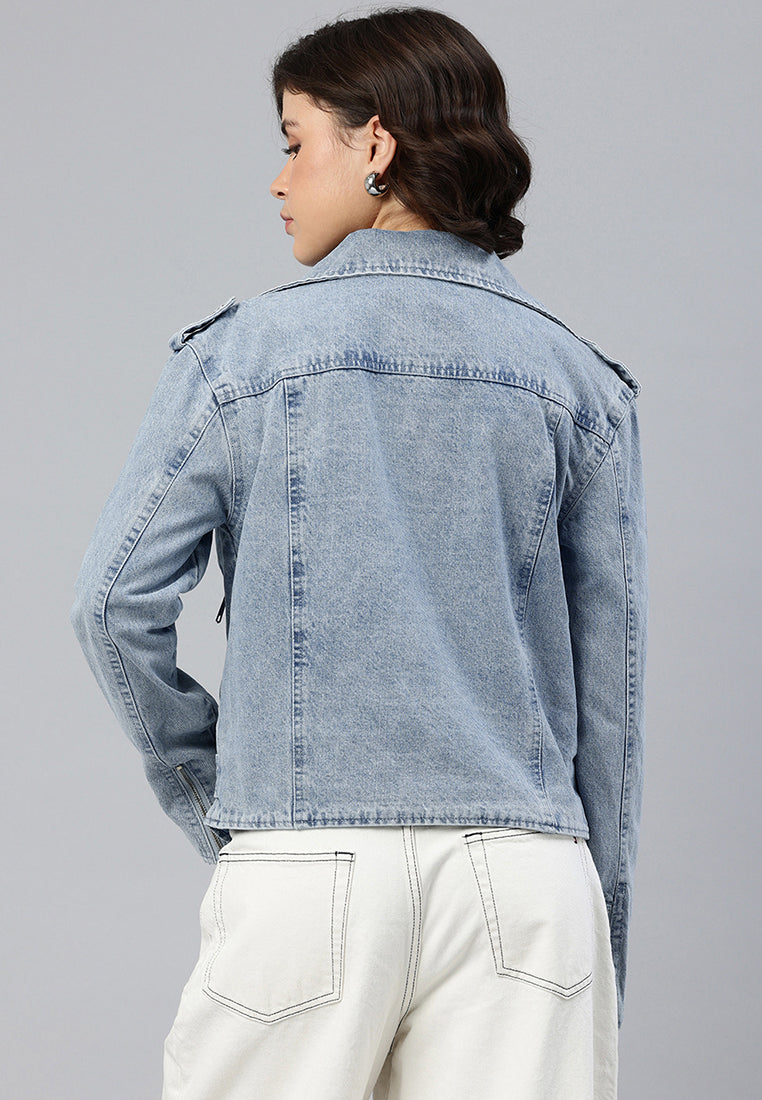 Light Wash Biker Jacket