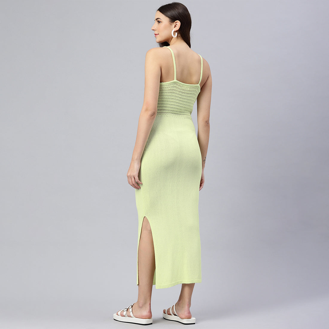 straight side slit dress#color_washed-lime