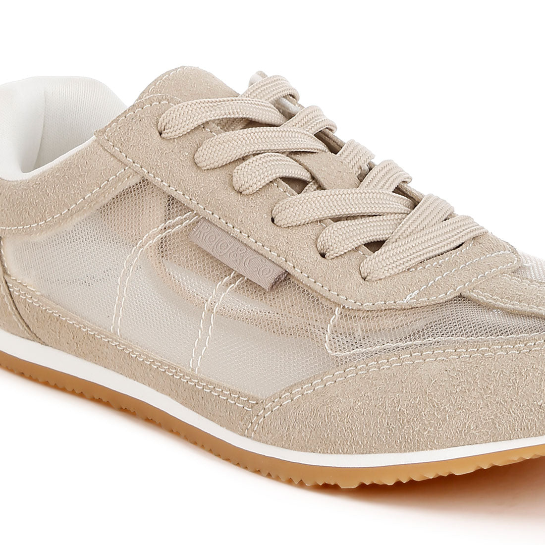 microfiber & mesh sneakers#color_beige