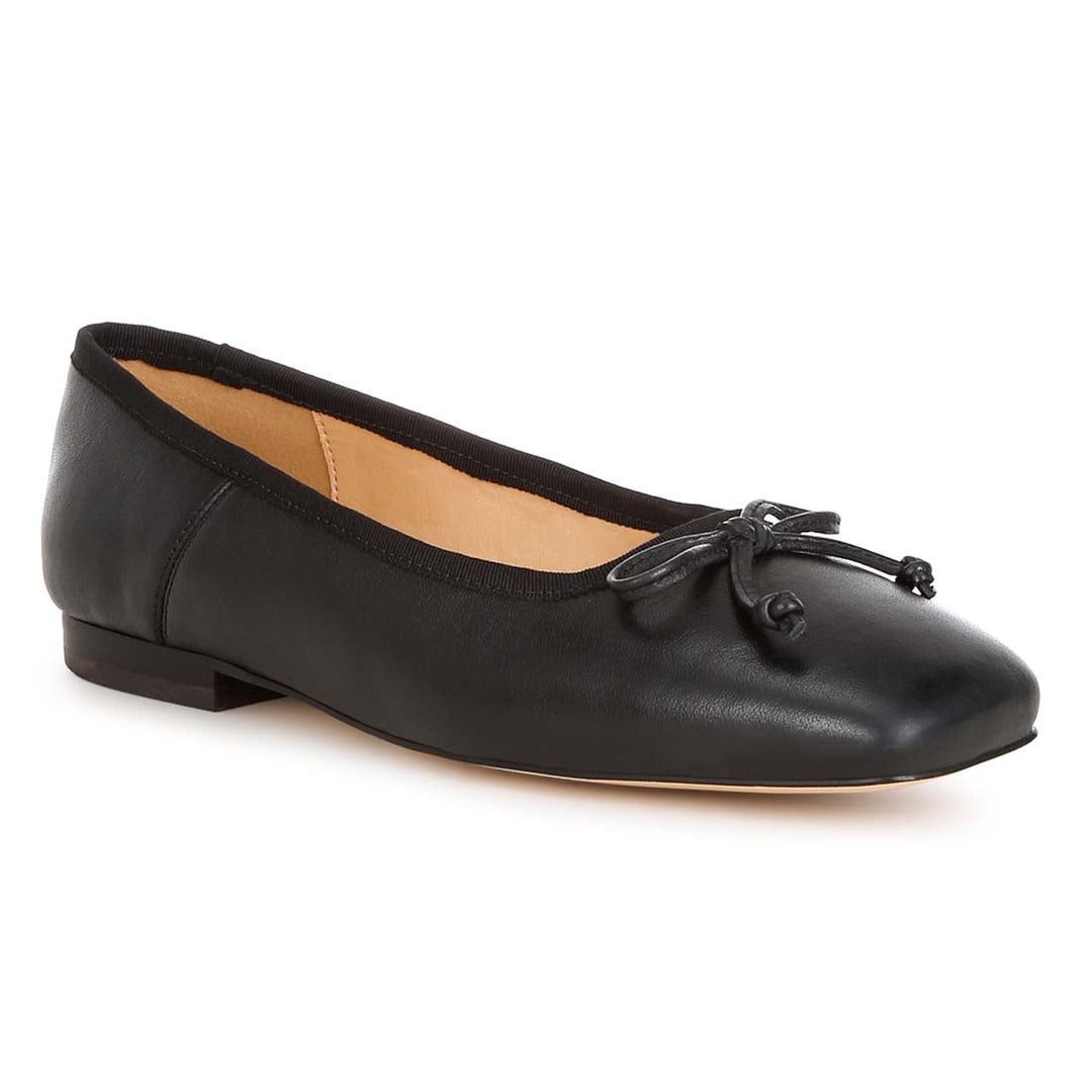 square-toe bow ballerinas#color_black