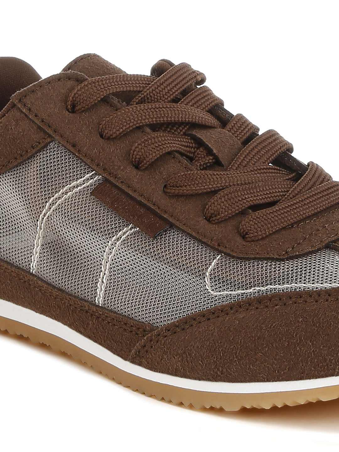 microfiber & mesh sneakers#color_brown