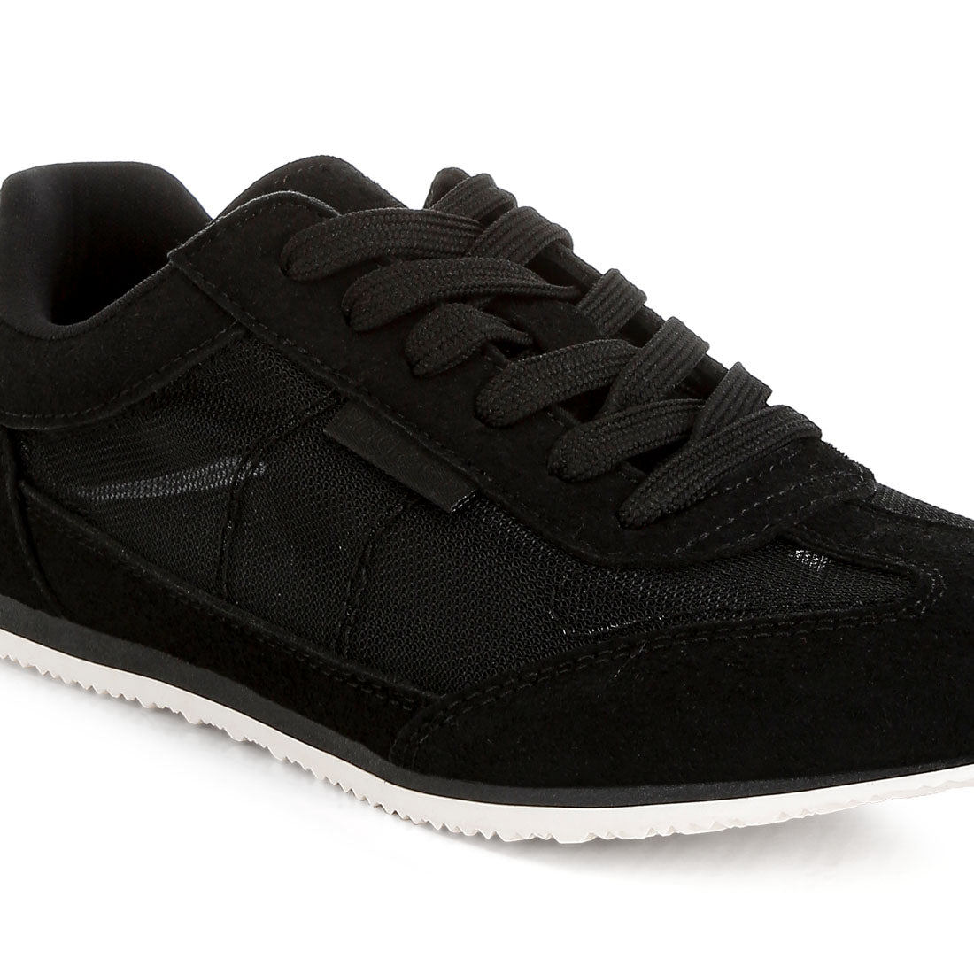 microfiber & mesh sneakers#color_black
