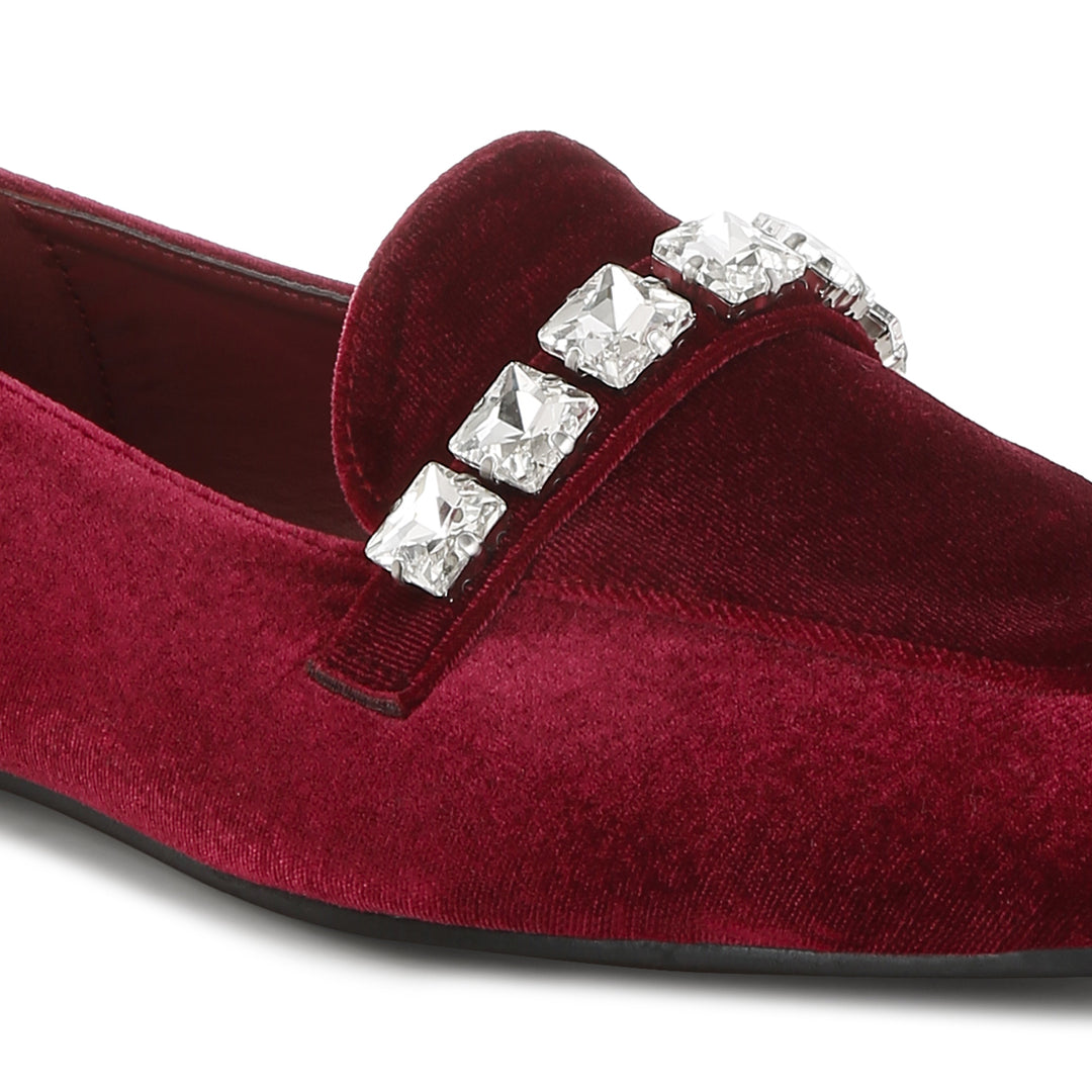 diamante strap velvet loafers
#color_dark-red