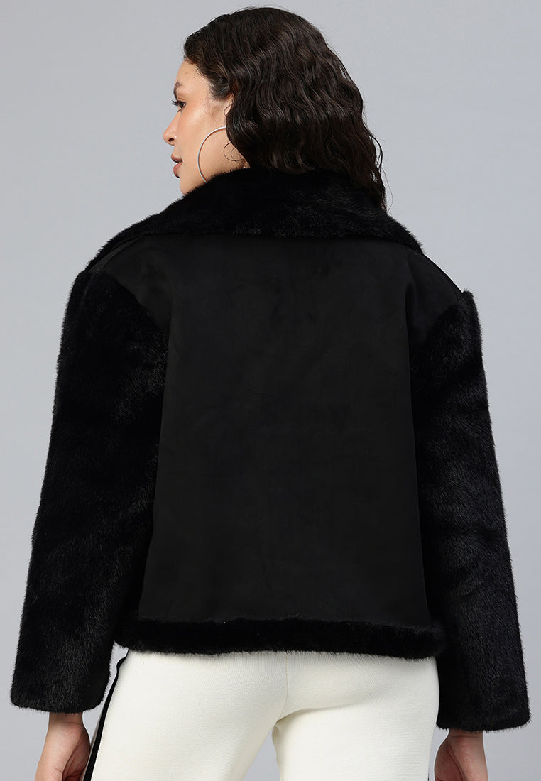faux fur jacket#color_black