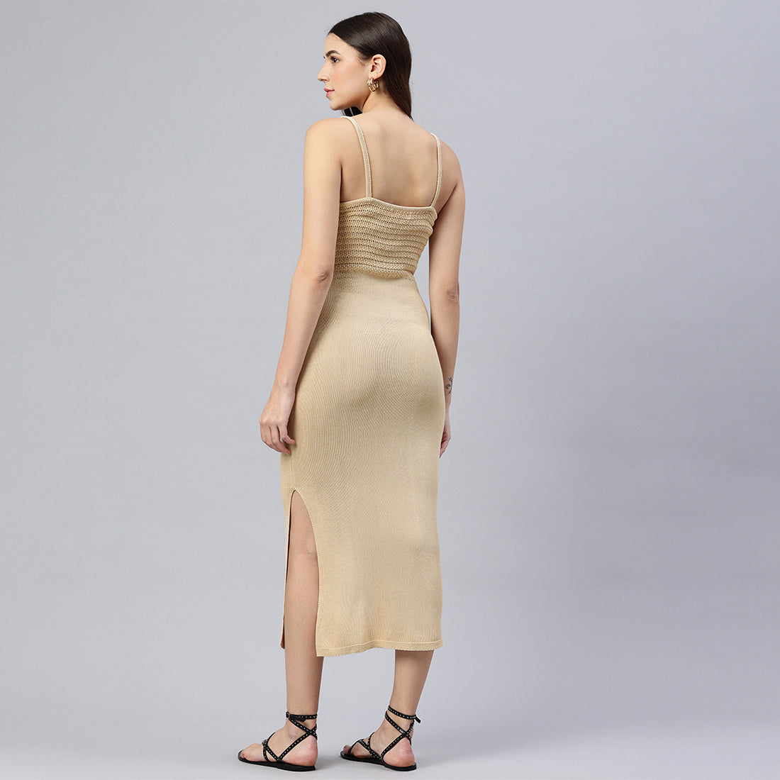 straight side slit dress#color_natural