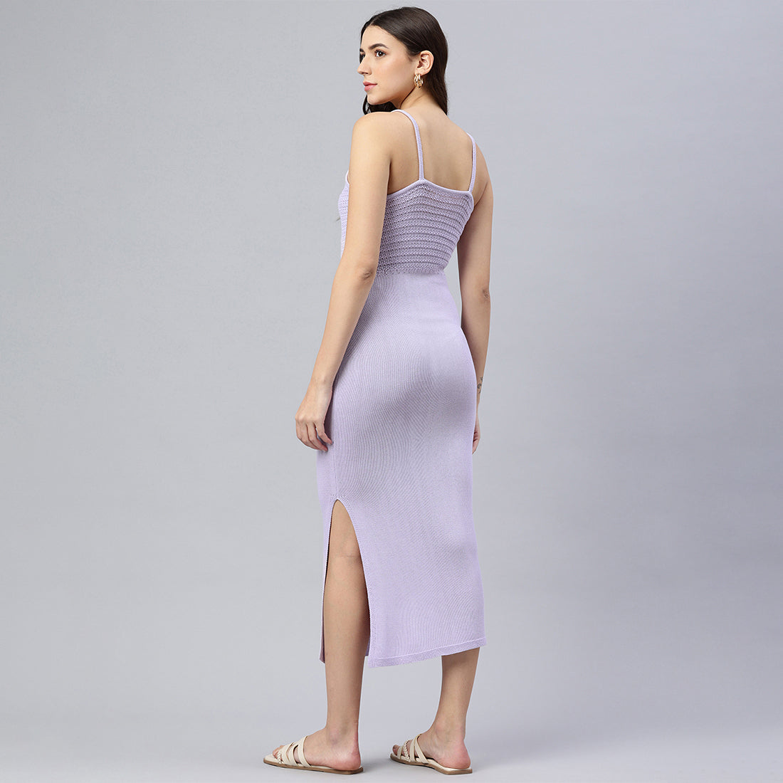 straight side slit dress#color_lilac