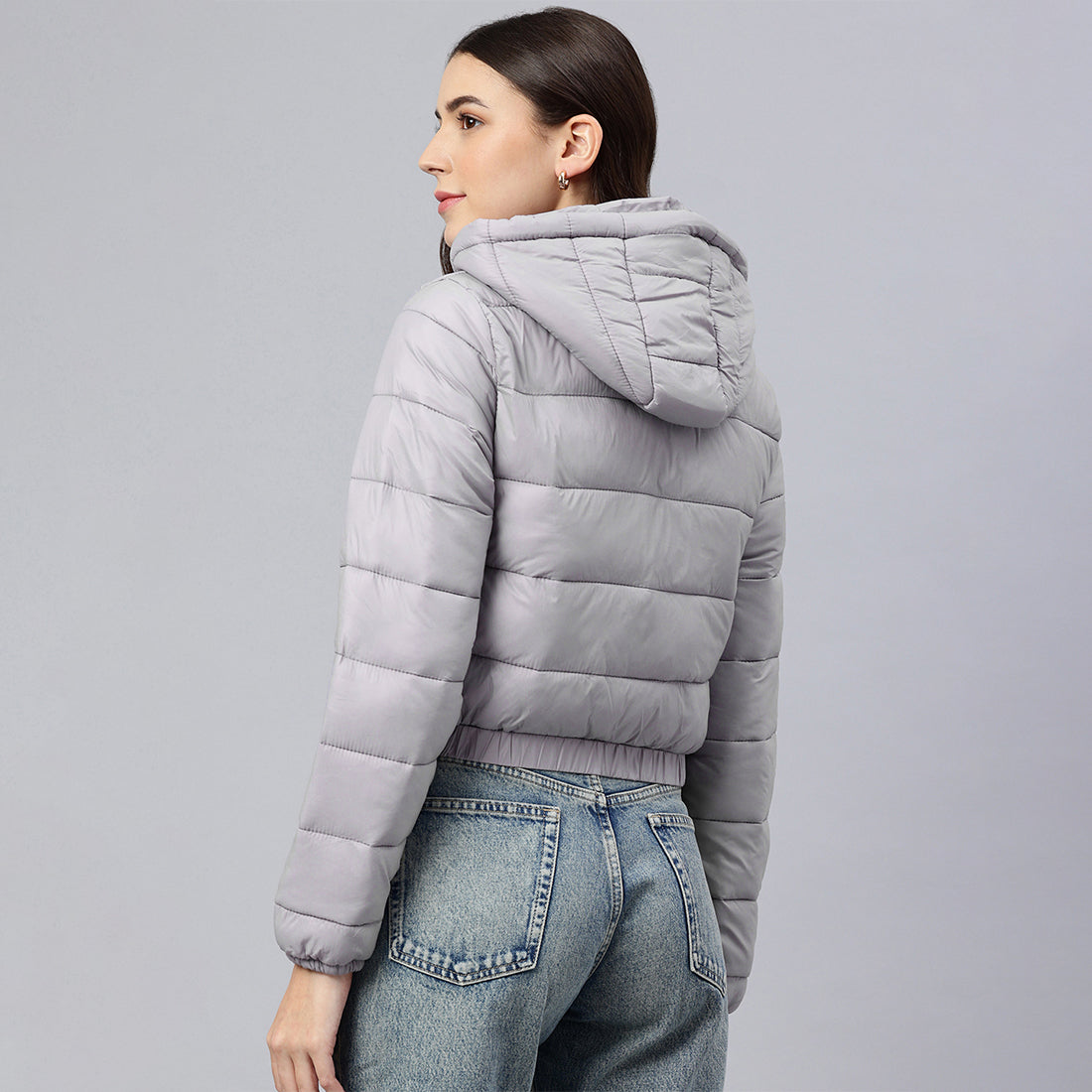 cropped down hooded jacket#color_grey