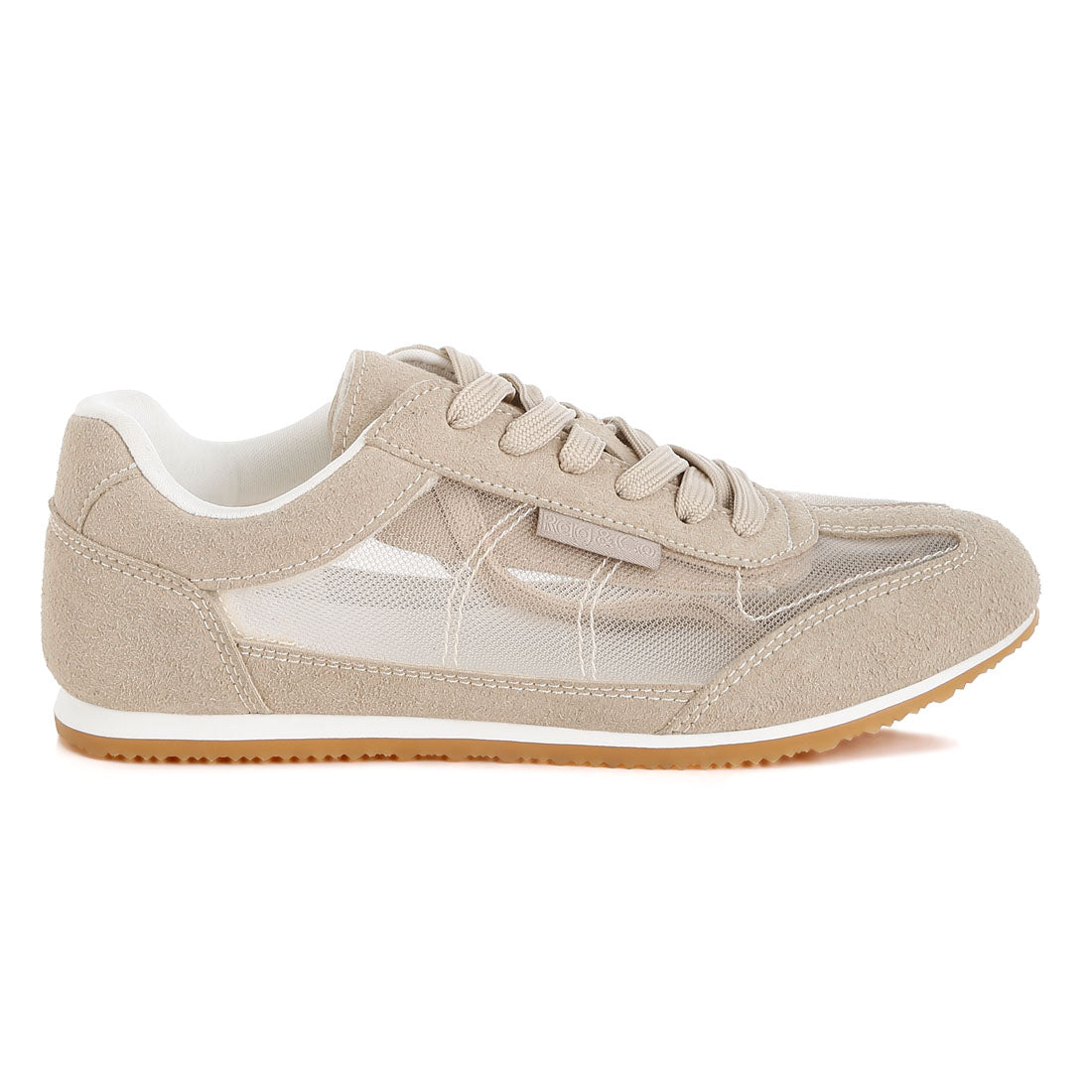 microfiber & mesh sneakers#color_beige
